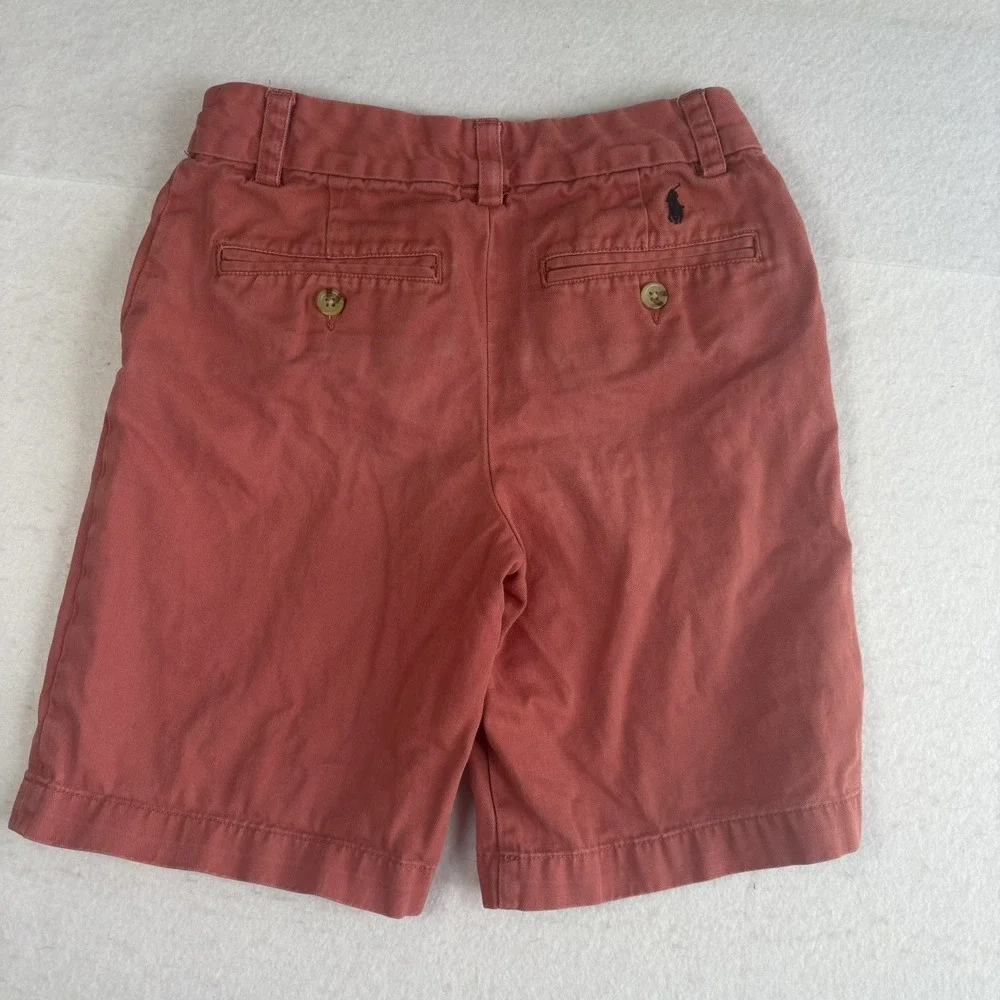 Polo Ralph Lauren Boys Chino Shorts Size 8 Coral Classic Fit Flat Front